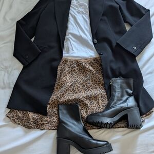 Teenflo Black Blazer Longline Button Down Fits Medium Made In Canada  Wool Blend